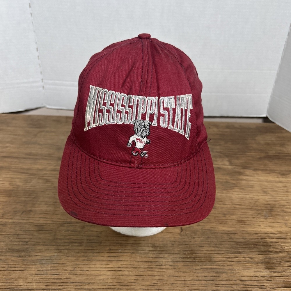 Vintage Mississippi State Bulldogs Bully Trucker Snapback Hat USA Cap MSU SEC